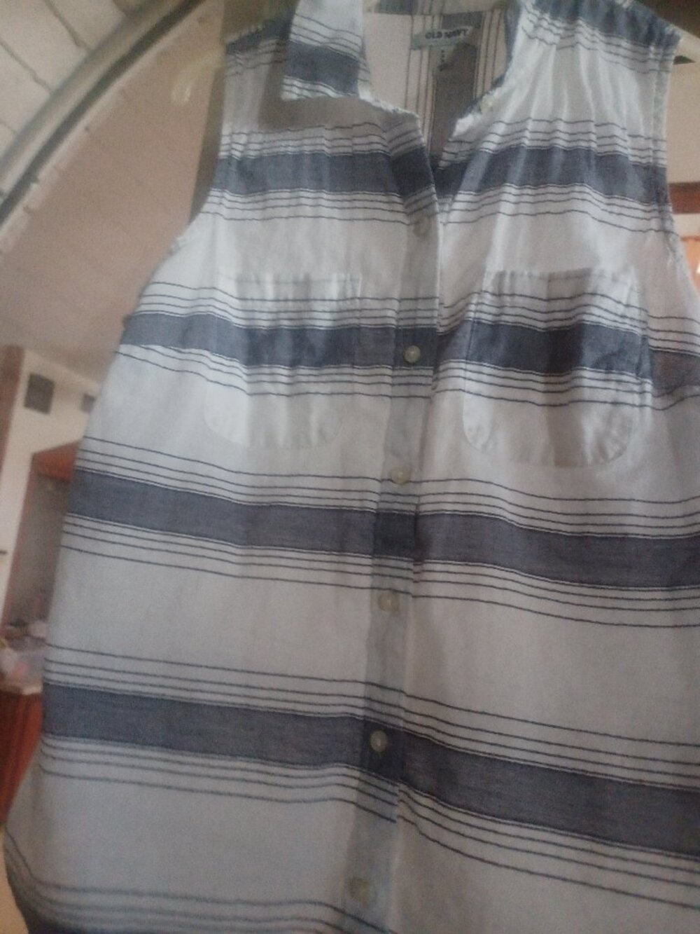 Old Navy Women's Sleeveless Blouse M White & Blue Gray